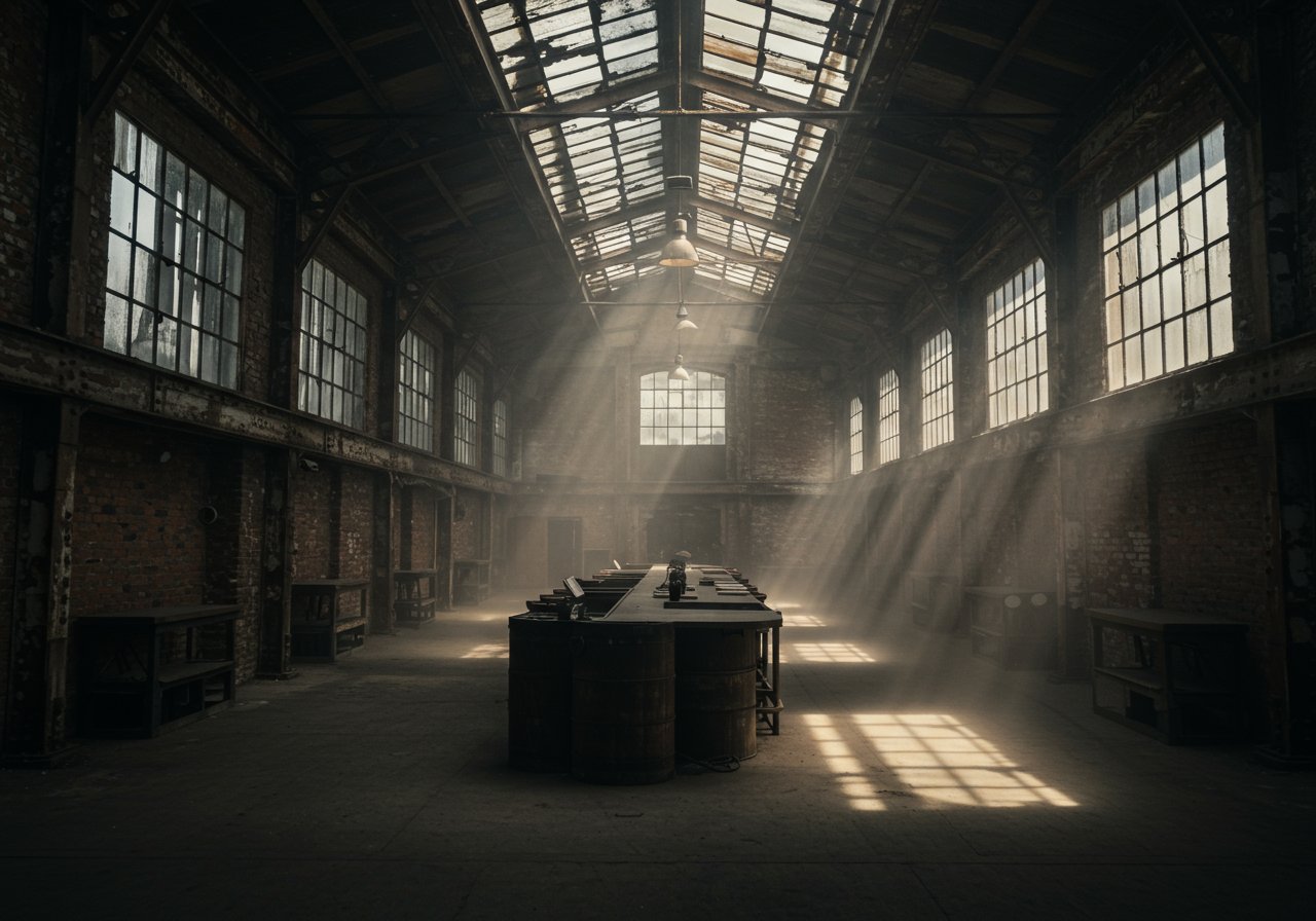 造船所を改装した店舗の内装