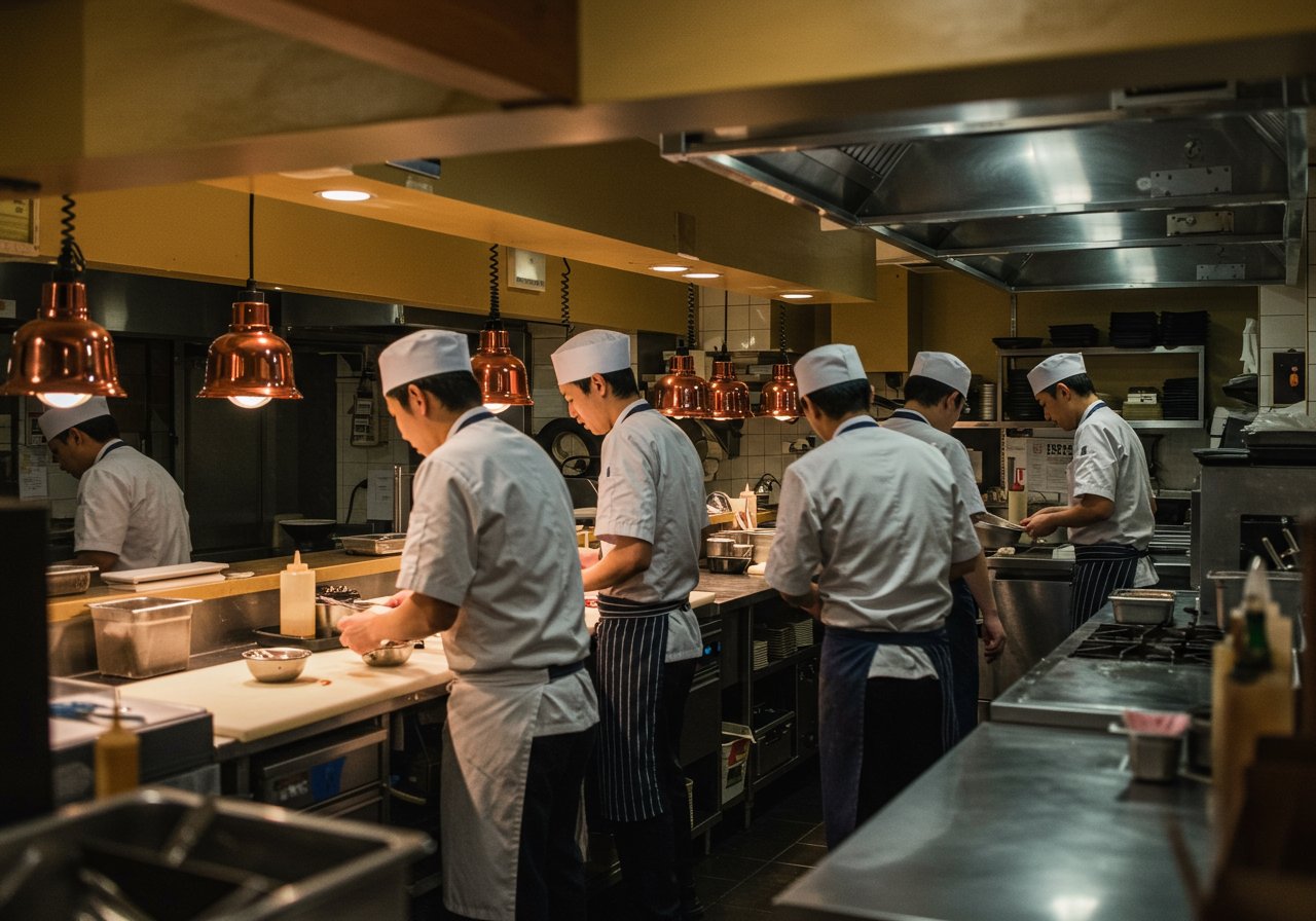 キッチンで働くスタッフ